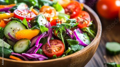 Bowl of organic salad with colorful vegetables. generative ai