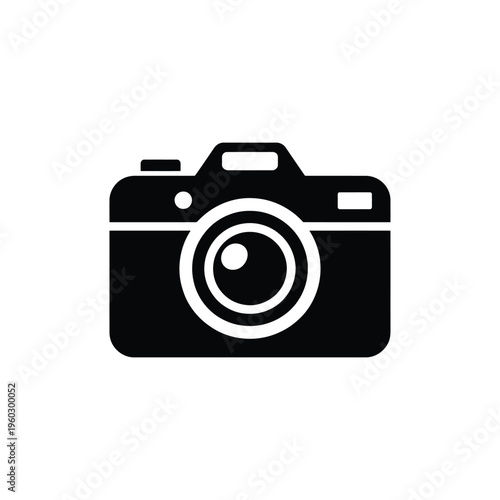 Simple black and white illustration of a classic single lens reflex camera