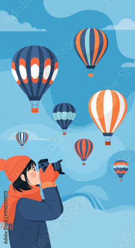 Joyful Journey Capturing Majestic Hot Air Balloons Ascending Into The Vibrant Sky