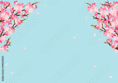 青空に満開の桜が広がる美しい春の背景ベクターイラスト