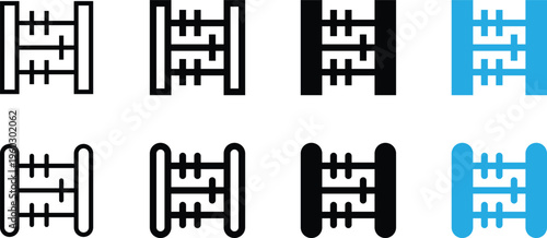 Set of abacus icons, simple math tool for calculation, vector illustration