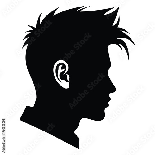 Low fade with a taper black silhouette of a boys head