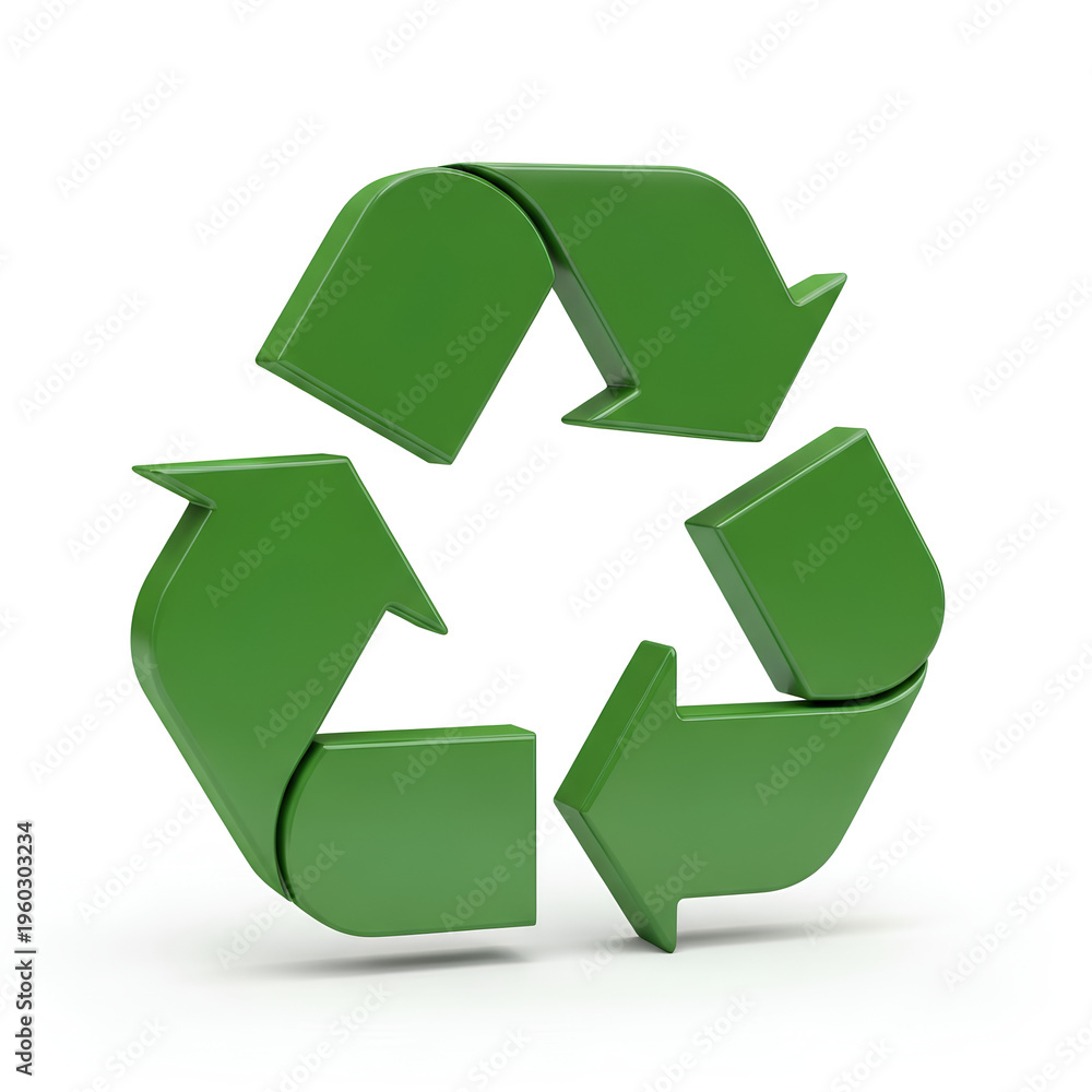 Obraz premium Green recycling symbol representing environmental sustainability and conservation.