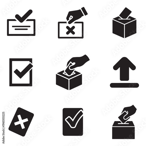 Elections Voting Minimal UI Icons Pack – Ballot and Poll Interface Symbols