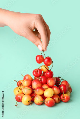 Woman holding sweet yellow ...