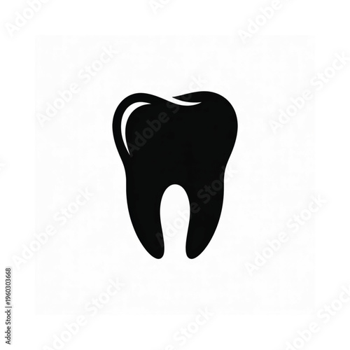 Simple black silhouette of a human tooth against a white background