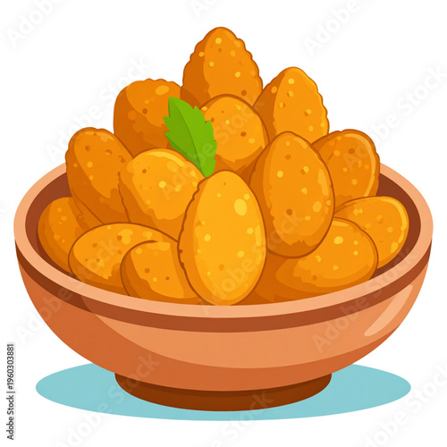 A golden pile of crispy, bite-sized fried snacks stacked on a plate, showcasing their crunchy texture and delicious, savory appeal