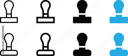 Set of stamp icons, rubber stamp symbols, office tools, vector illustration