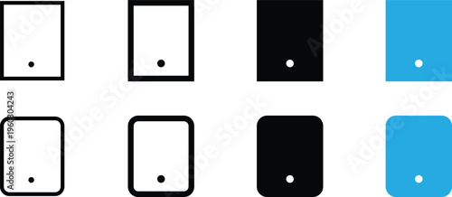 Set of tablet icons with rounded and square corners in different styles