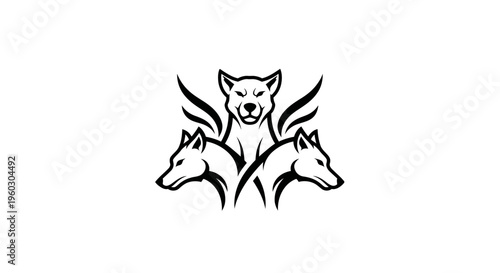 Cerberus mythological guardian dog logo illustration
