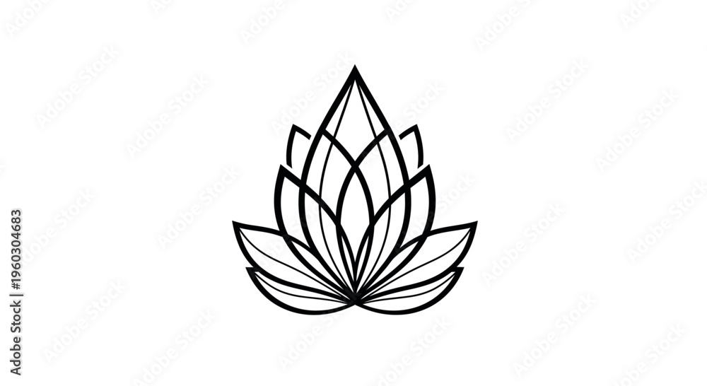 Fototapeta premium Abstract Lotus Flower Outline Icon Vector Graphic