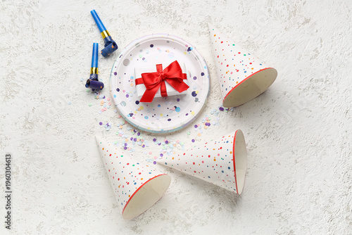 Composition with party hats...