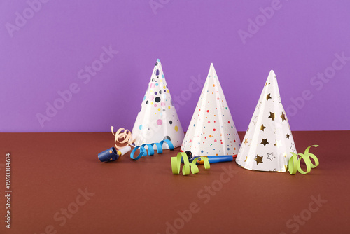 Party hats, serpentine and ...