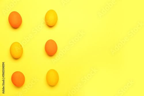 Painted Easter eggs on yell...
