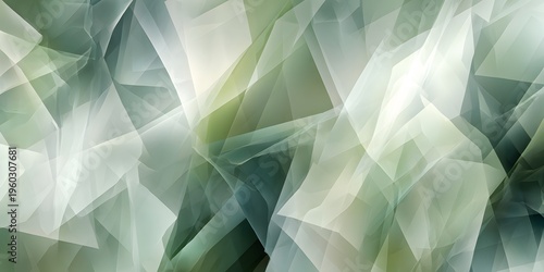 Abstract Geometric Low Poly Background with Facets and Light Green to Dark Green Color Gradient for Modern Design and Digital Art