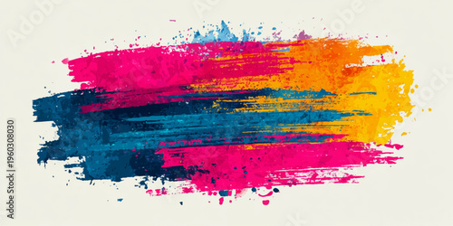 Artistic abstract watercolor background featuring colorful brush strokes and ink splatters on a grunge paper texture design