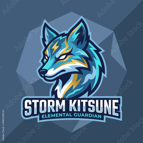 This striking fox emblem, infused with elemental colors, symbolizes protection and guardianship in a stylized manner, perfect for brands focusing on nature and adventure themes.