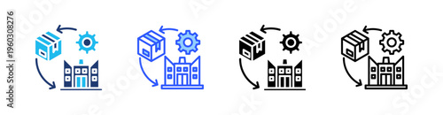 Supply Chain Multi Style Icon Set Vector 