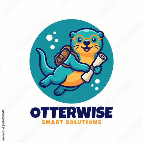 This cartoonish otter with glasses and a backpack symbolizes intelligence and creativity in business, representing a fun approach to finding smart solutions for clients.