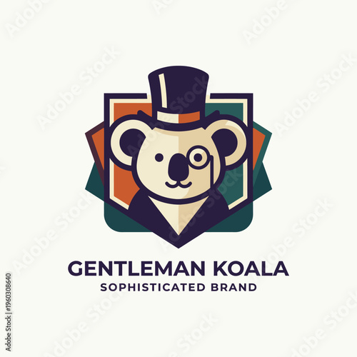 This elegant koala wearing a hat and monocle represents sophistication and uniqueness, making it an ideal mascot for brands focusing on luxury and distinguished services.