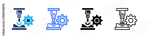 Fabrication Multi Style Icon Set Vector 