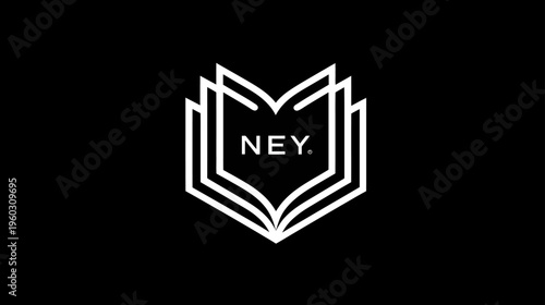 Modern Minimalist White Open Book Icon with Stacked Pages, Abstract Geometric Symbol for Education and Knowledge