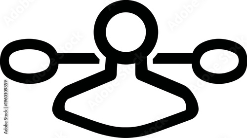 Human connection icon, multi-channel social network user symbol, digital communication, relationship management graphic