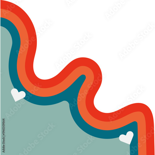 Retro Wavy Rainbow Corner Design