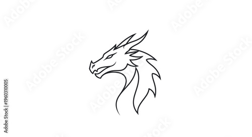 Minimalist Dragon Head Outline Tattoo Design