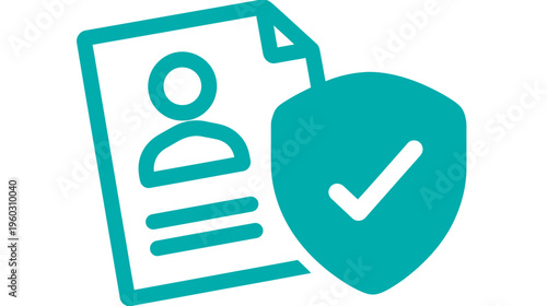 Personal data protection icon, user privacy security, secure information management, identity verification document shield