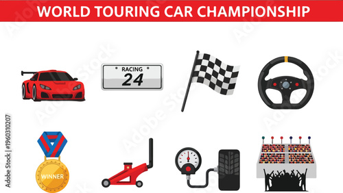 Collection of racing elements for world touring car championship design concept