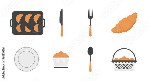 Flat lay of various chicken food items and utensils on a clean white background with warm tones.