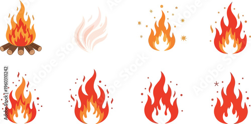 Fiery Embers and Flames A Collection of Dynamic Fire Illustrations