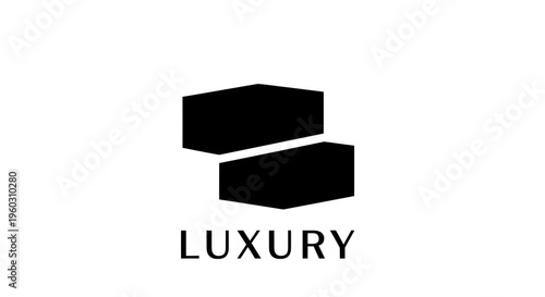 Minimalist Black Hexagon Steps Logo with Luxury Text