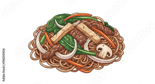 Asian Stir Fry Noodles with Beef and Vegetables