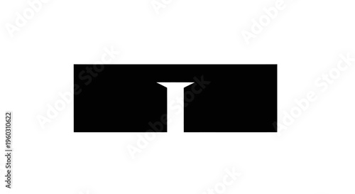 Abstract Black Rectangle with White Vertical Slot Opening