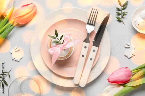 Easter table setting with e...