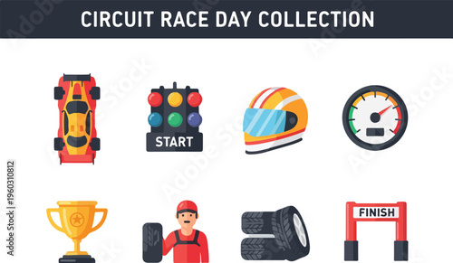 Circuit Race Day Collection Sports Icons for Events and Competitions