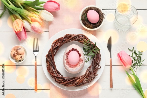 Easter table setting with e...