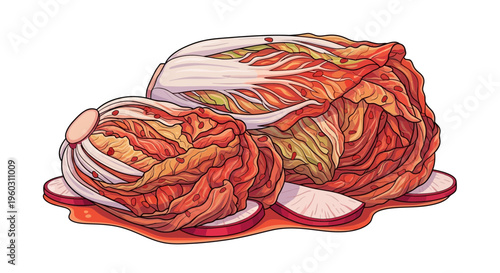 Korean Kimchi Cabbage Illustration