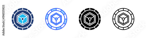 Token Multi Style Icon Set Vector 