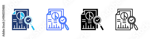 Investigation Report Multi Style Icon Set Vector 