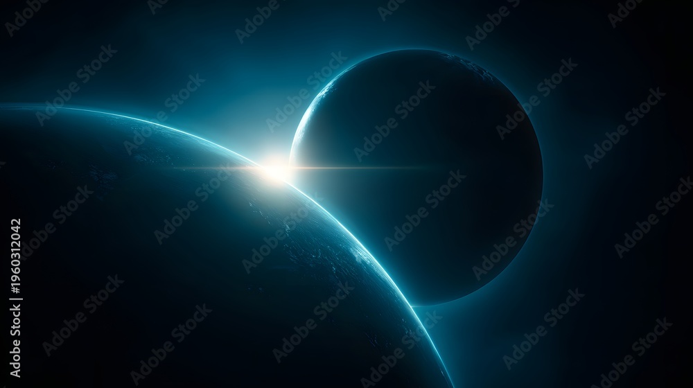 Obraz premium Stunning Celestial Eclipse Event with Glowing Horizon Light.