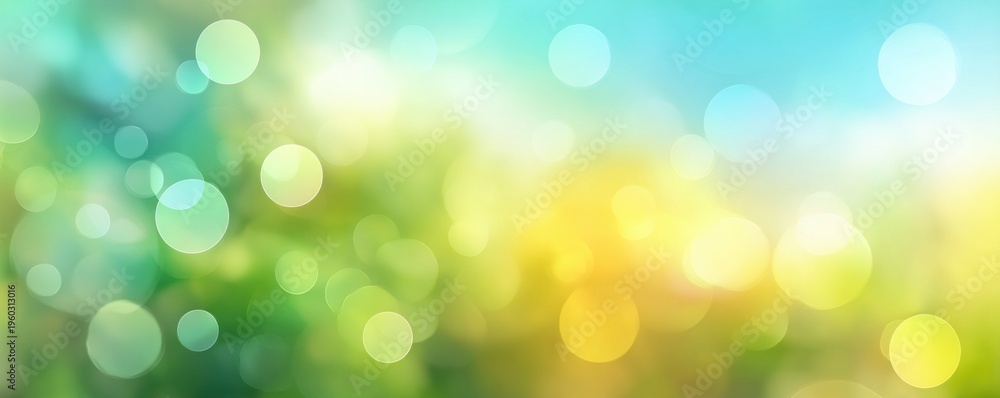 Obraz premium A dreamy, soft-focus background with vibrant bokeh effects, creating a tranquil and uplifting atmosphere.