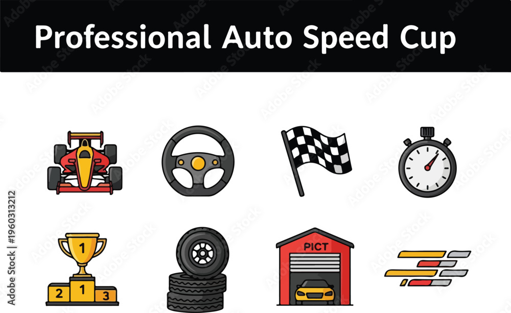 Obraz premium Professional Auto Speed Cup Collection of Racing and Competition Icons