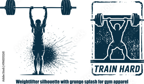 Powerful weightlifter silhouette illustration displaying strength and dedication in a gym environment