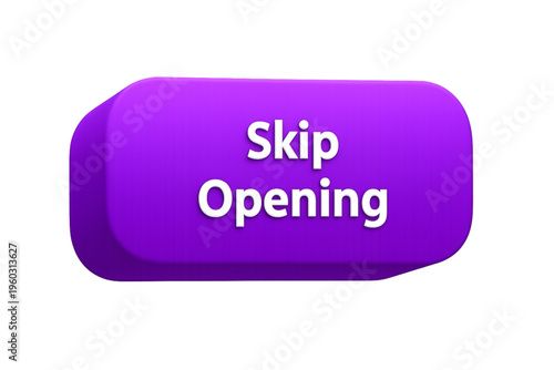 Vibrant Purple 'Skip Opening' 3D Button for Digital Interface