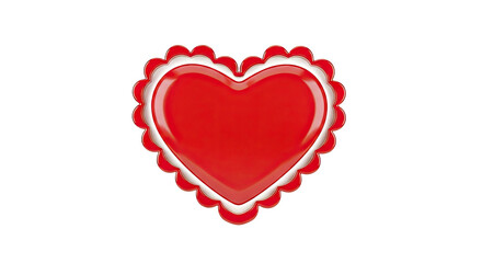 3D Red Heart with Scalloped Edge