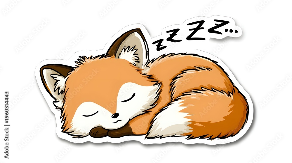 Fototapeta premium Cute Sleeping Fox Illustration with Zzz Symbol.