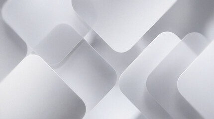 Dynamic abstract photograph of multiple white overlapping rounded square shapes creating an intricate three-dimensional.